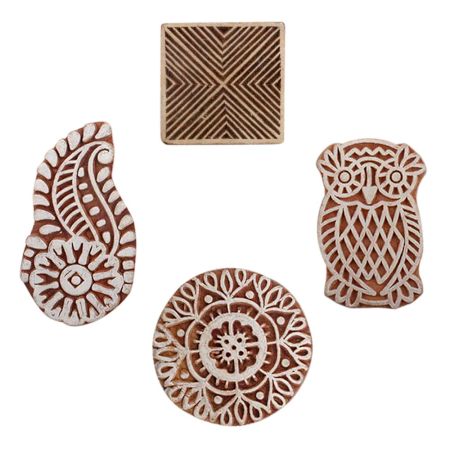 Set of 4 Piece New Mix Wooden Printing Blocks